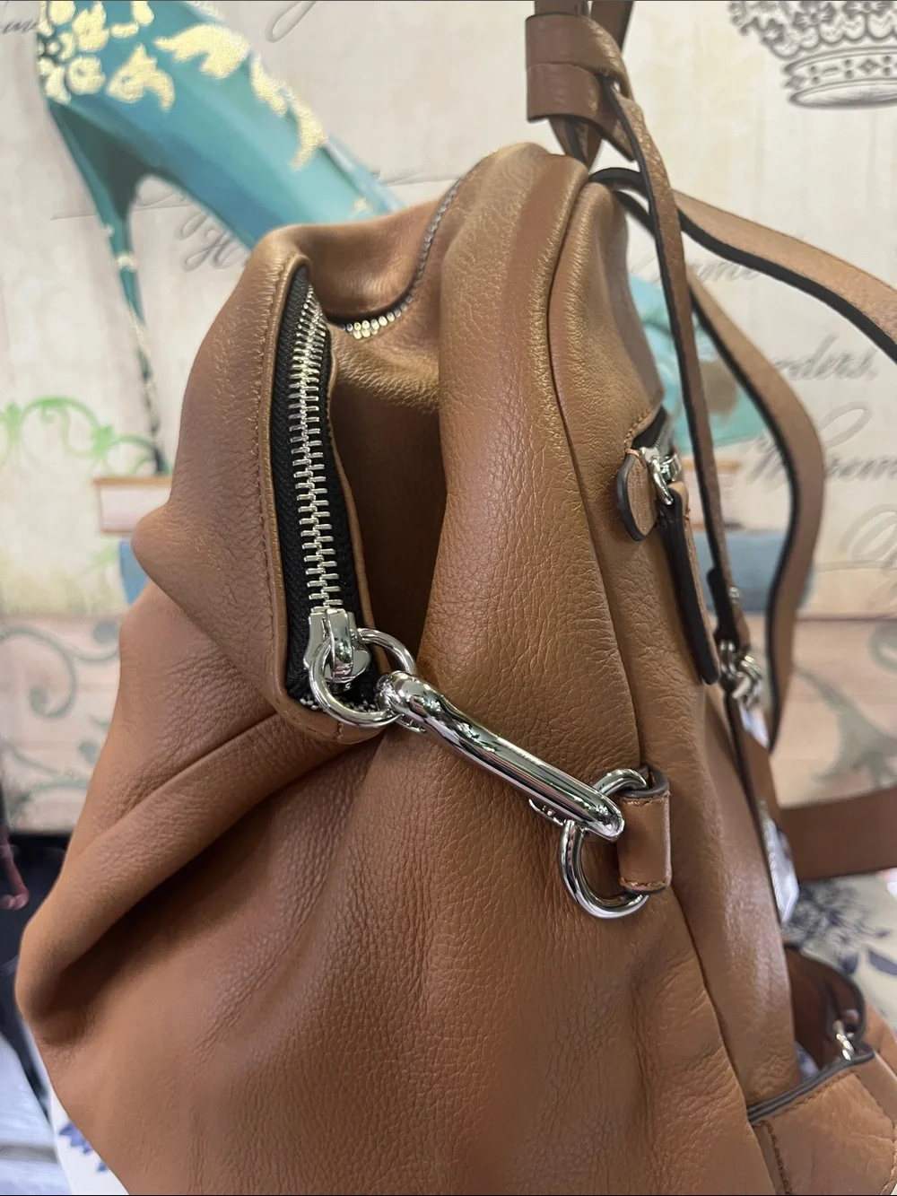 Vince Camuto Leather Tote Backpack in Tan (camel color)